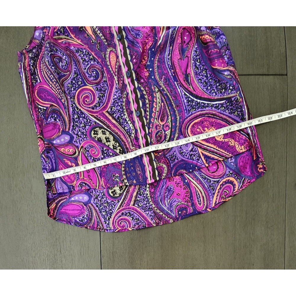 Trina Turk Purple and Pink Paisley Button Down Shirt - Picture 5 of 7
